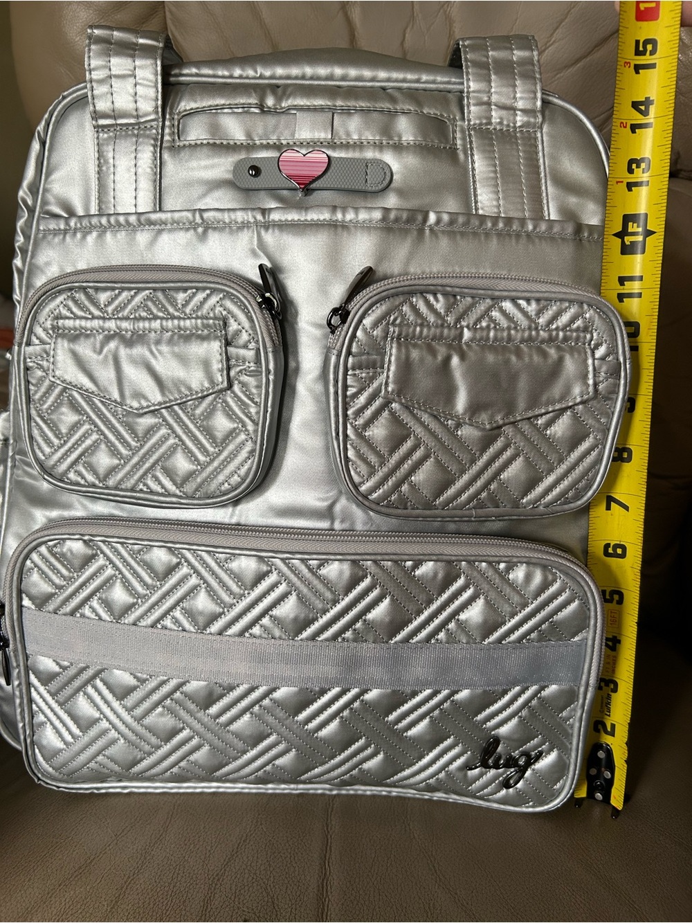 Lug Puddle Jumper LE Convertible Tote Metallic Silver Charm NEW FINAL PRICE DROP - Picture 8 of 12